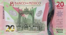 2021 Mexico 20 Pesos  UNC Polymer Banknote 