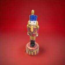 NWOB ^RARE^ ROCHARD Limoges Holiday XMAS “Burgundy Nutcracker” Box Peint Main picture