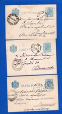 ROMANIA, 3 OLD POSTAL STATIONERIES W/DIFFERENT CANCELS, 1900, VF picture