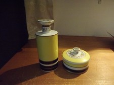 MOTTAHEDEH porcelain VTG 2pc VANITY SET trinket & jar YELLOW MCM picture
