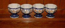 Boleslawiec Polish Pottery Footed Ice Cream/Desert Bowl Set Of 4 picture