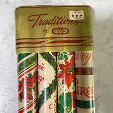 Vintage Traditions by Cleo Christmas Gift Wrap Paper Rolls, 4 Pack picture