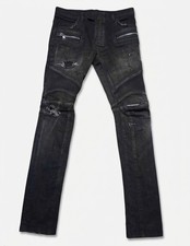 Balmain Black Distressed Men's Motorcycle Jeans picture