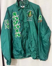 Augusta Sportswear Green Alpha Kappa Alpha AKA Snap Front Jacket Fit L picture