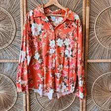 Chico's Floral Orange Women's Top SZ 20/22 NWOT picture