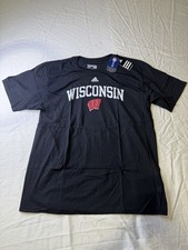 Adidas Wisconsin Badgers Black Go To Tee Shirt Men’s XL NWT E3 picture