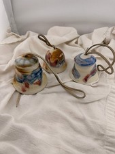 Lot 3 Handmade Studio Pottery Ceramic Bells Hanging Wind Chimes Leather Cord Art picture
