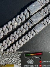 MOISSANITE Real Miami Cuban Link Chain Iced Hip Hop 925 Silver Necklace 16