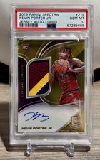 2019 Panini Spectra KEVIN PORTER JR Gold Patch Rookie Auto # /10 PSA 10 Gem picture