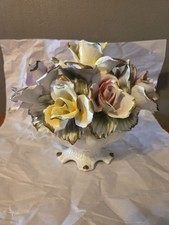 Capodimonte Vintage Porcelain Figurine Italian Delicate Flowers Stamped Nice picture