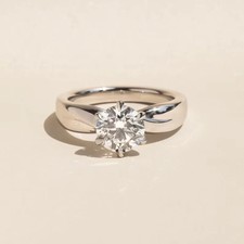 IGI 2.10 Ct Round CVD Lab Grown Diamond Solitaire Ring F VS2 14K White Gold picture