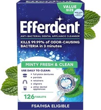 NEW Efferdent Retainer & Denture Cleaner Tablets Minty and Fresh Clean 126 Count picture
