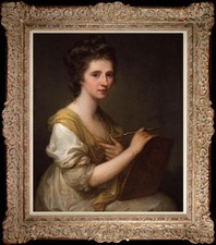 Hand Painted Oil Painting Female Artist Holding Paintbrush Classic Vintage Woman picture