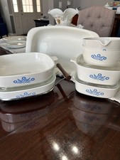 Vintage Corning Ware Blue Cornflower 11pc Set – Roaster, Casserole, Sauce, Lids+ picture