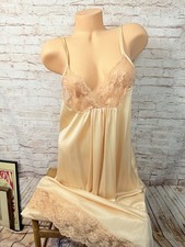 Vintage Nude Champagne Nightgown Peignoir Butter Soft Semi Sheer Lace Kayser L picture