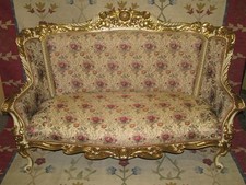 Dramatic French c. 1900 Rococo Sofa, Heavily Gilded --  Fabulous Condition picture