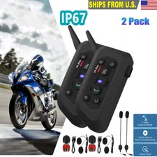2x V6 Pro Motorcycle Helmet Bluetooth Headset 6 Riders Communication Interphone picture