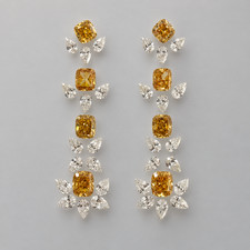 Untreated 2.85ct Natural Fancy Color Cushion White Pear Diamonds Earring Layout picture