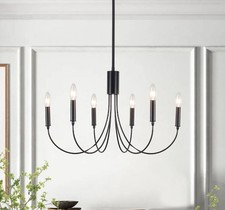 Modern 6-Light Black Candelabra Chandelier Light Fixture picture