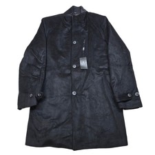 London Fog Signature Overcoat Mens 40R Medium Black Wool Blend $350 NEW picture