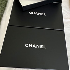 CHANEL Designer Black Gift Box w/ Lid, White Logo, Paper/Cardboard, Rectangle picture
