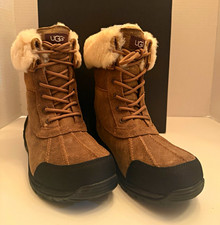 UGG Men's Brown Adirondack Butte Bomber Boots Fur Trim Lined Rubber Sole US 9.5 picture