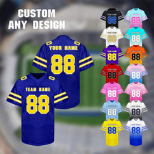 Custom Football Jersey Shirt, Personalized Name Number Team Shirt S-5XL picture