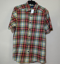 KAVU Plaid Button Up Shirt Scotty Bob Preppy Short Sleeve Summer Red Size M NEW picture