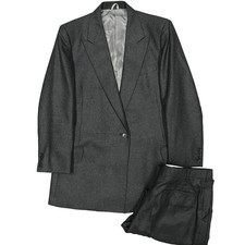 Vintage James Edmond Womens Suit Flannel Wool 2pc Single Button Grey Medium picture