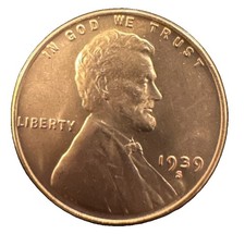 1939-S Lincoln Wheat Cent Uncirculated Red BU San Francisco Mint - Actual Coin picture
