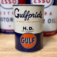Vintage Gulf Gulfpride HD Motor Oil Can Quart Empty picture