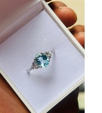 7 Ct Elegant Aquamarine Solitaire Ring – Vintage Jewelry- Crafted 925 Silver picture