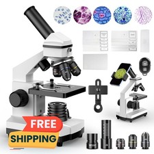 Microscopio biológico de alta potencia 2000X con juego de portaobjetos (blanco) picture