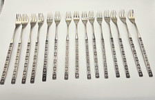 Oneida CAPRI Stainless Distinction Textured Black Accent Lotof 15 Cocktail Forks picture