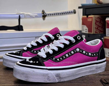 VANS Old Skool Studded Low-Top Skate Shoes Pink/Black US 9 Medium (D,M) picture
