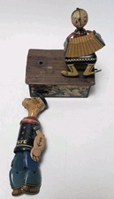Vintage 1930s Popeye & Olive Oyl Roof Dancers Tin Wind Up Toy Marx USA For Parts picture
