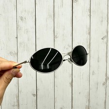 Vintage Oakley C Wire1.0 Titanium Sunglasses Sliver Frame Black Lenses picture