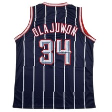 Autographed/Signed Hakeem Olajuwon Houston Blue Basketball Jersey JSA COA picture
