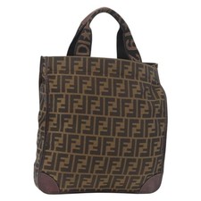 FENDI Zucca Canvas Hand Bag Black Brown Auth 180023 picture
