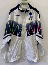 Vtg Diadora Italy National Team Track Jacket Men's XL 90s FIGC Soccer White#171 picture
