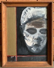Vintage 1960s Textured Face Head Painting Mid Century Modern Art Wall Hanging picture