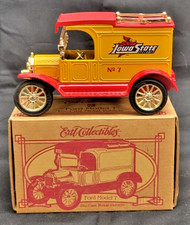 NIB Vintage Ertl Iowa State Cyclones 1913 Ford Model T Van Coin Bank with Key picture