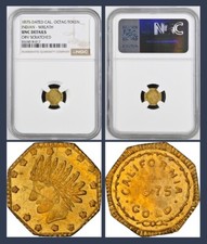 New Variety - 1875 1/2 California Fractional Gold, Wreath #1 / NGC Unc R8 picture