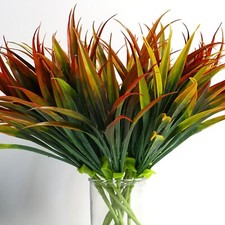 12Pcs Artificial Plants Fake Grass Outdoor Plastic UV Resistant Greenery Plants picture