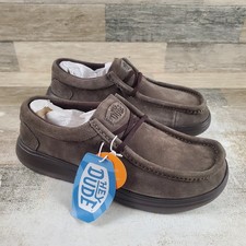 Hey Dude Wally Comf Suede Slip On Shoes Sz 12 Loafers Brown picture