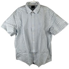 UNTUCKit Clarke Shirt Short Sleeve Button Up Mens 2XL Reg Blue Check Cotton picture