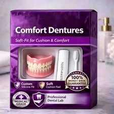Moldable Silicone Dentures Upper Lower False Teeth Set Instant Smile Toothbrush picture