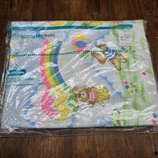 Vintage JC Penney Toddletime 2 Receiving Blankets Happy Bears Cotton 30