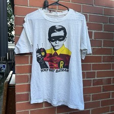 Vintage 80s Holy Sh*t Batman T Shirt Very Rare Distressed Euro Men’s M/L picture