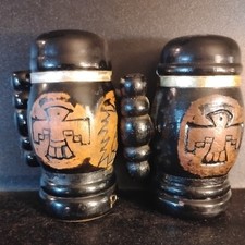 Vintage Wooden Salt Pepper Shakers From Taiwan (Handcarved)  picture